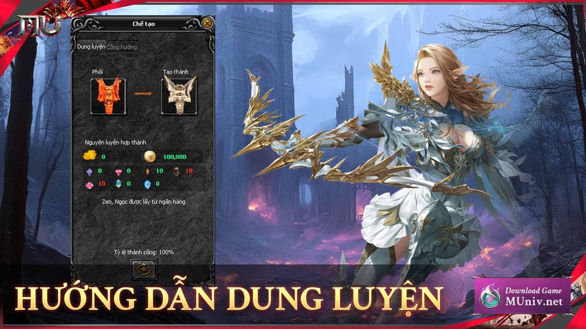 Hướng dẫn tính năng dung luyện trang bị